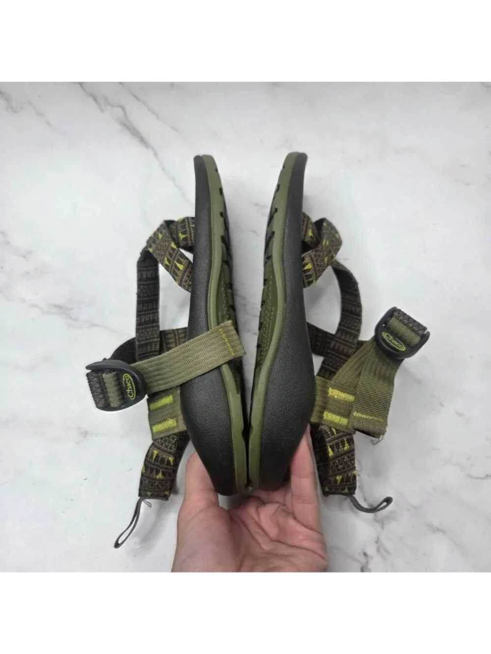 Chaco Z1 Ecotread Green Hiking Sandlas Canvas Straps Waterproof Youth 3